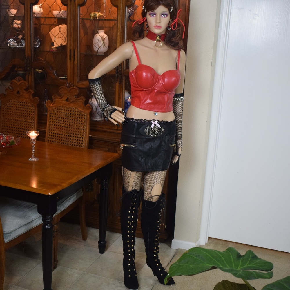 Vinyl or Faux Leather Mini Skirt 12"